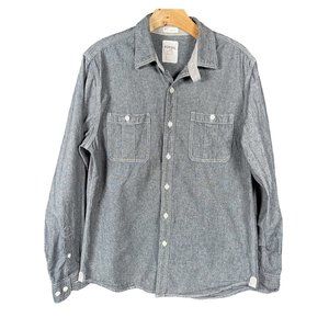 Fossil Gray Vintage Fit Chambray Button Down Shirt Men’s Size Large